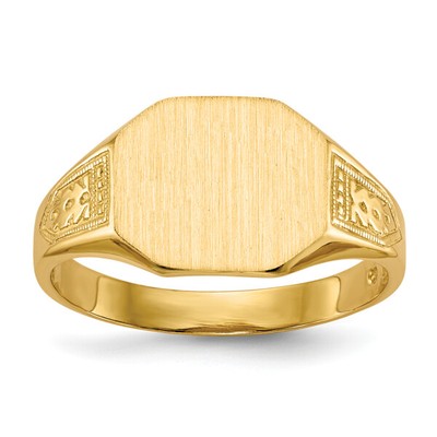 10K Yellow Gold Custom Engraved Signet Ring Handmade Personalized Monogram ...