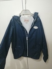Giubbotto giacca leggera cappuccio bimba impermeabile 6 anni brums blu pois