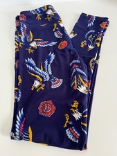 LuLaRoe OS One Size 2-10 Leggings Blue With Eagle Pattern NWOT