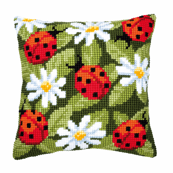 Vervaco stamped cross stitch kit cushion Ladybirds, DIY - Image 3