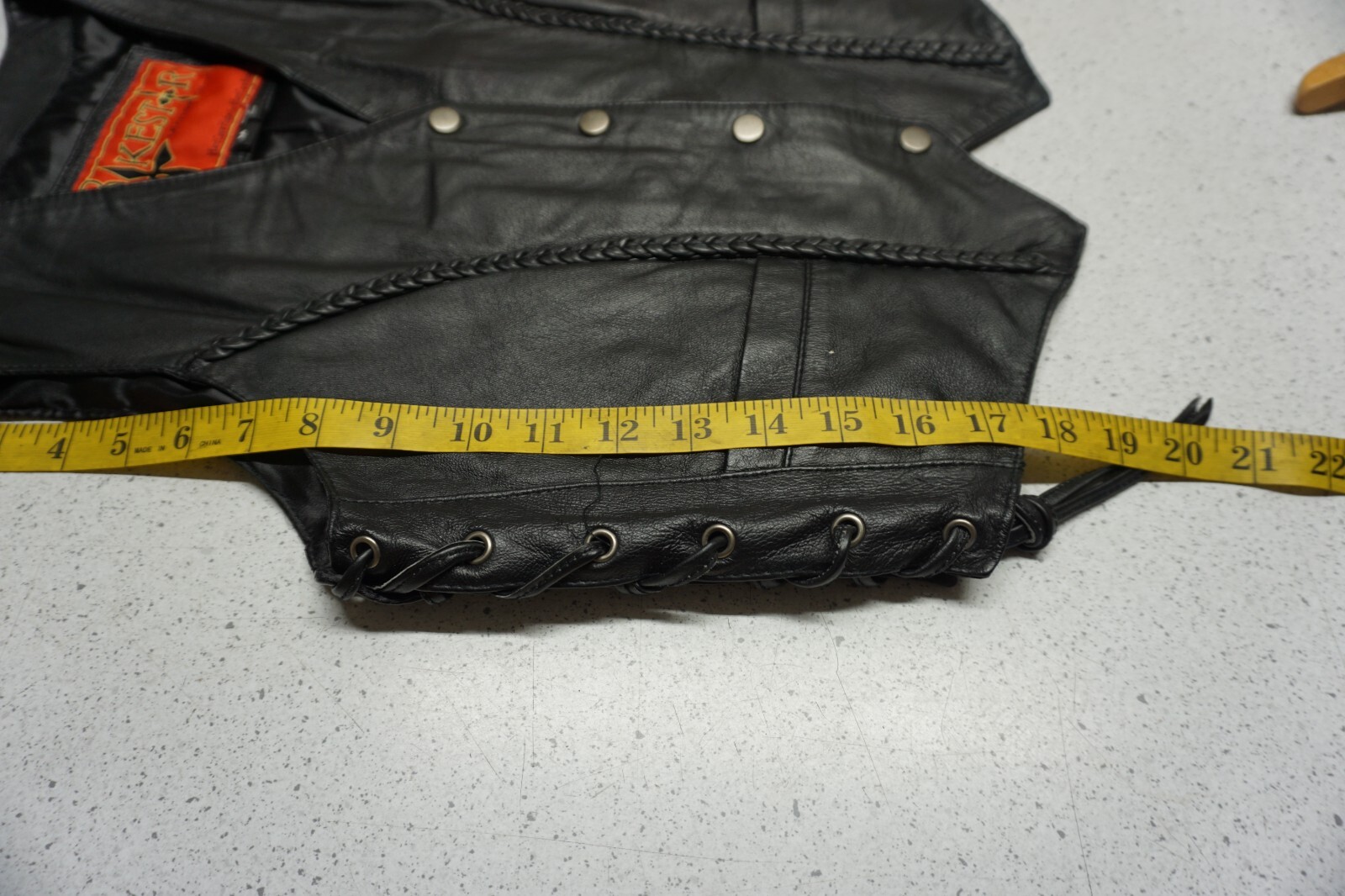 Bikestar Leather Vest Size Medium Black Lace Up Biker Motorcycle braided accents