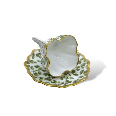 RARE Vintage LIMOGES Ovington Bros Coffee Cup & Saucer GINKGO BILBOA Maidenhair