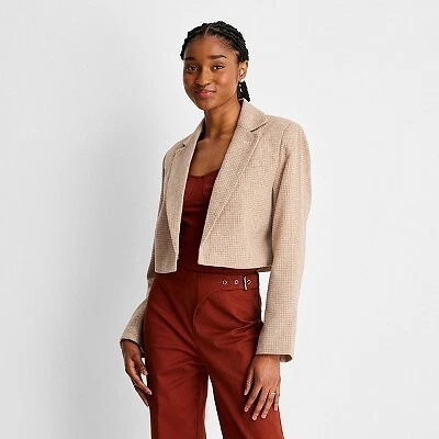 Plaid clearance cropped blazer