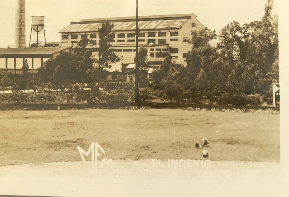 Foto postal real molino de caña de azúcar El Ingenio Ciudad Mante México RPPC Foto 2 de 3