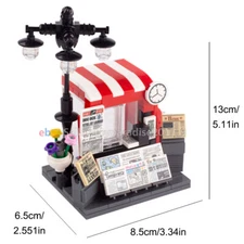Building Blocks Bricks MOC City Street View Newspaper Stand Tile Lamp Baseplate