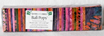 FABRIC - HOFFMAN FABRICS BALI POPS ''WILD BERRY'' - 40 PRE-CUT STRIPS - NIP!