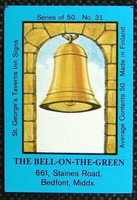 Matchbox Label St George Tavern Inn The Bell on the Green Bedfont Middx MC1007