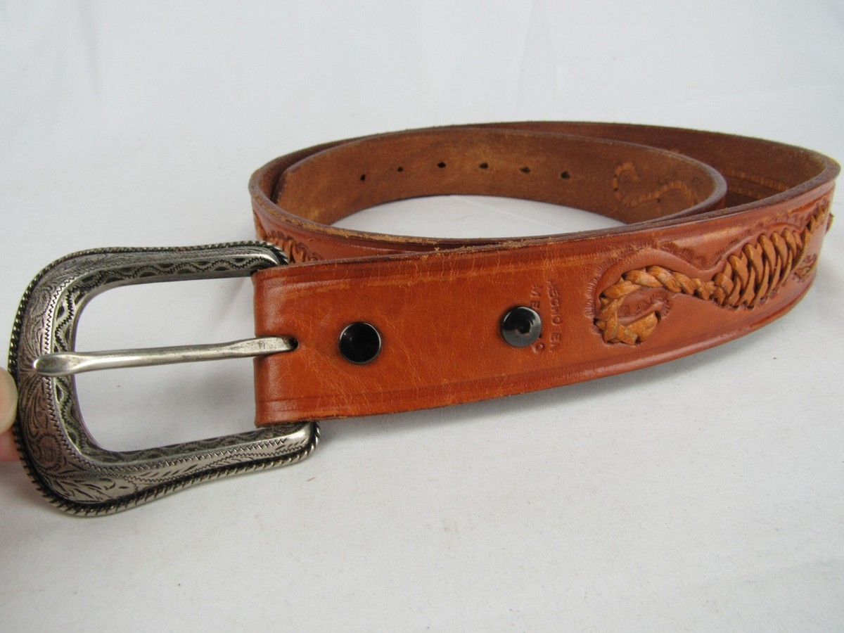 Vintage Mexican Leather Scorpion Stitch Tooled Belt vintage leather belt TOOLED SCORPION western 42 cowboy  main image 3