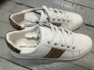 West Loop Fashion Sneaker Size Large 9/10 White Animal Print Sparkles