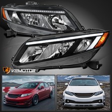 Fits 2012-2015 Honda Civic 4dr Sedan 12-13 2dr Coupe Led Strip Headlights Black