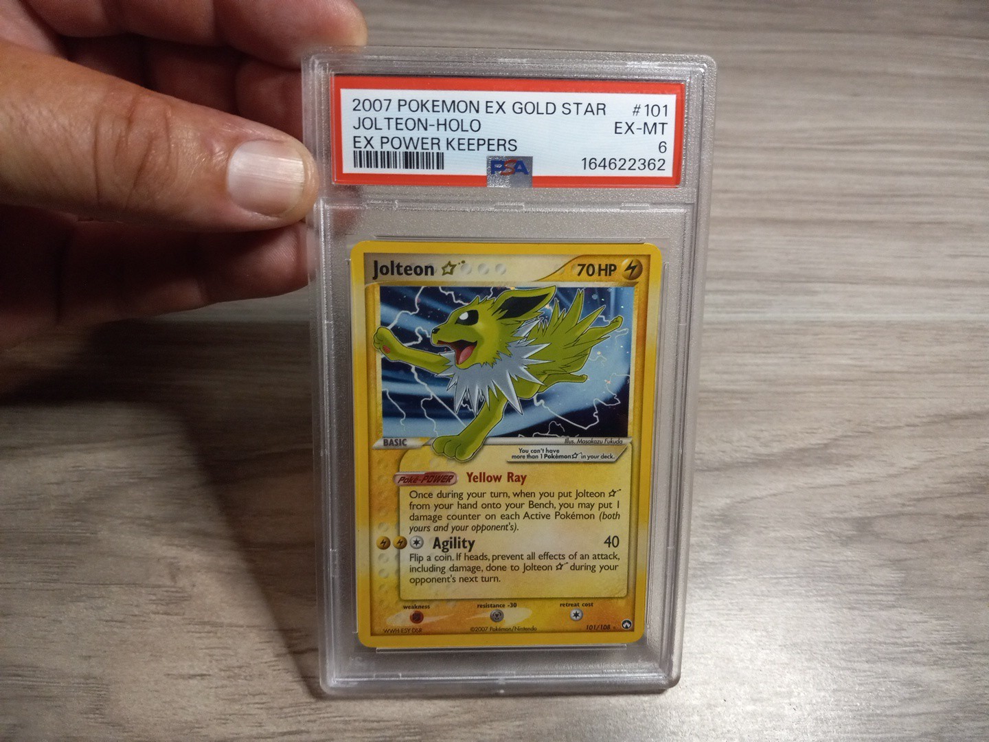 2007 POKEMON EX POWER KEEPERS GOLD STAR #101 JOLTEON-HOLO PSA 6 view 2