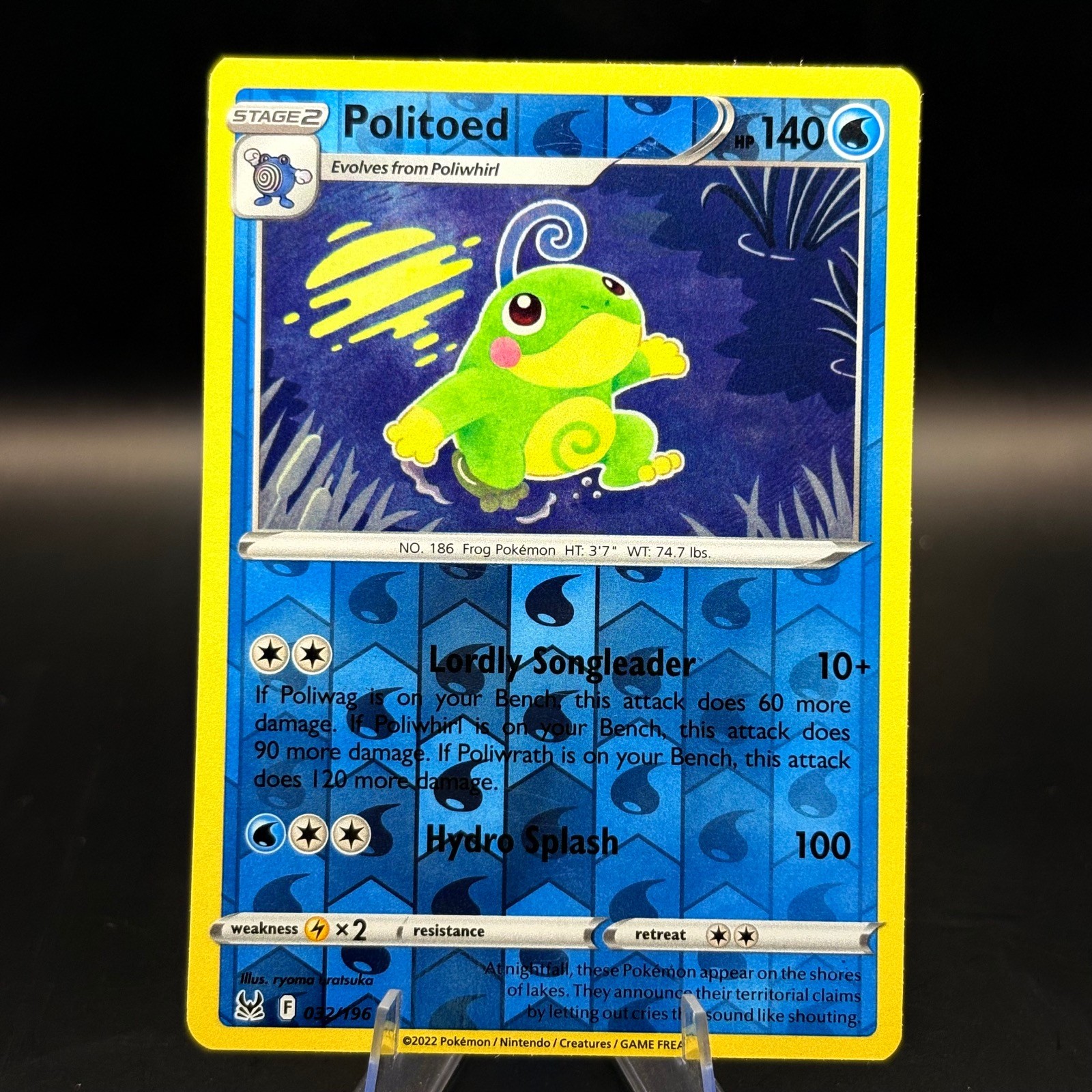POKEMON POLITOED 032/196 REVERSE HOLO LOST ORIGIN RARE NM/M