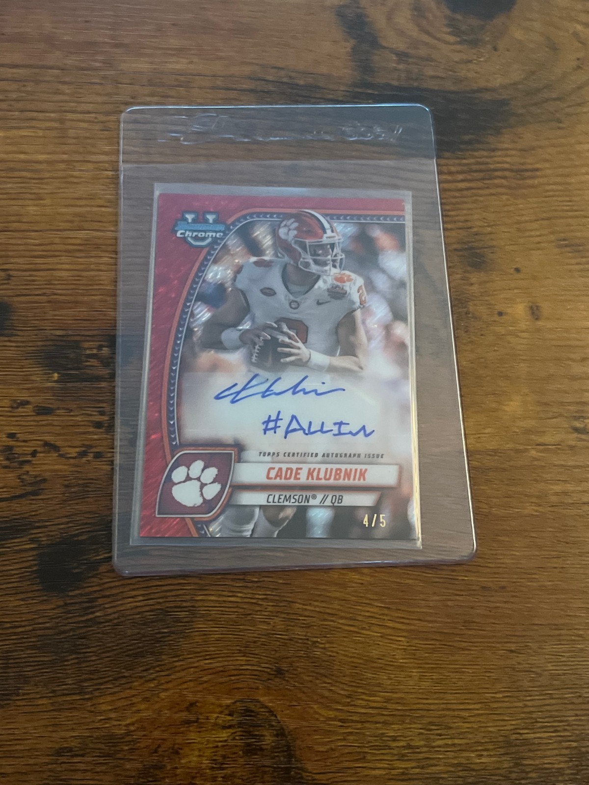 2024 Bowman Chrome U Cade Klubnik Red Shimmer Inscription Auto /5 Clemson