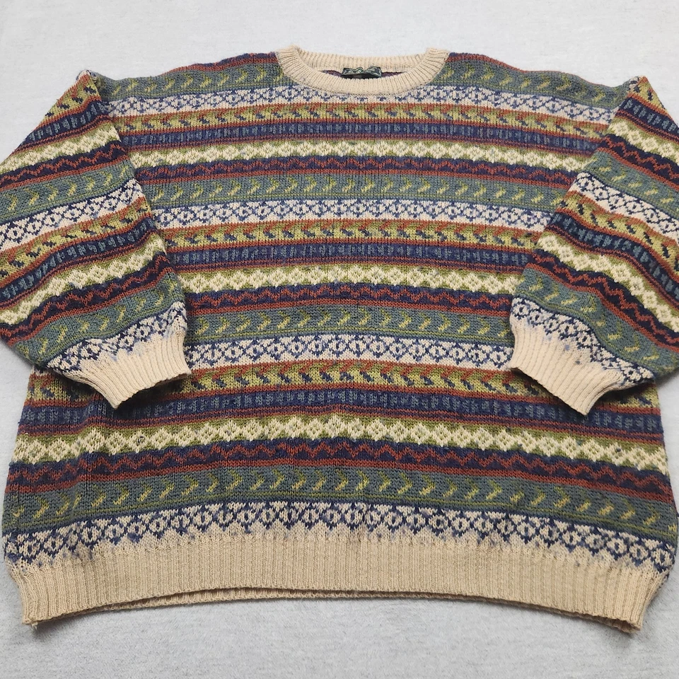 Vintage Coogi Style Herren Pullover Strick Gr. M Wolle 90s Sweatshirt Bunt Italy - Bild 3 von 4