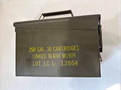 KANARR Empty Ammo Can 250 CAL .30 Cartridges Linked Blank M1909 LOT LC L Vintage