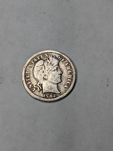 1902-S Barber Dime Silver Very Fine VF + ORIGINAL NEVER CLEANED..