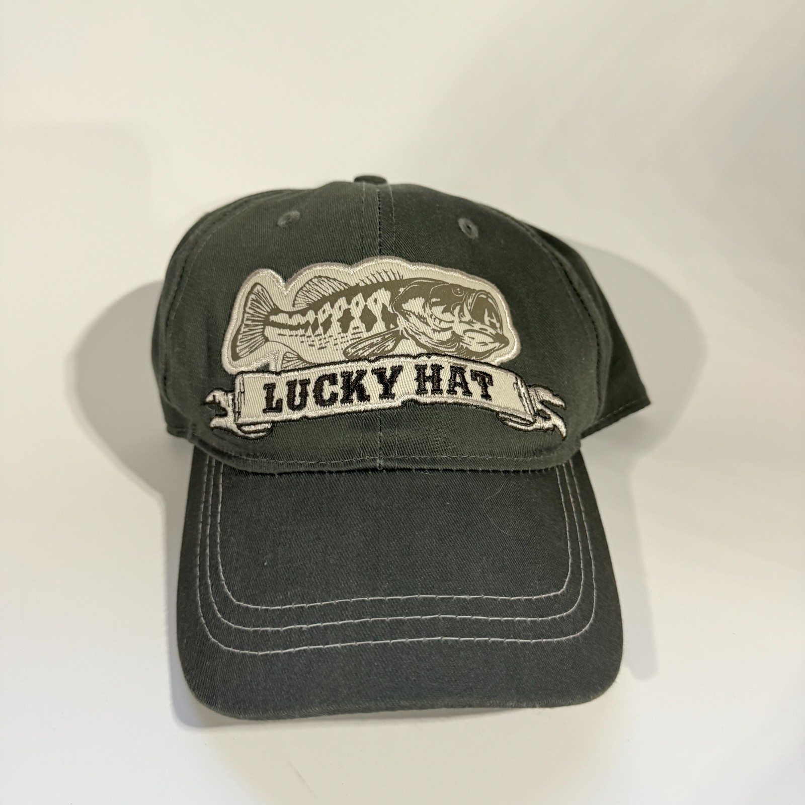 Green Lucky Bass Fish Hat Adjustable Adult Size Fishing Hat Baseball Cap