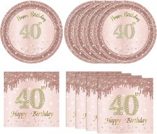 40 PCS 40th Birthday Decorations for Women 40th Birthday Plates and Napkins S...