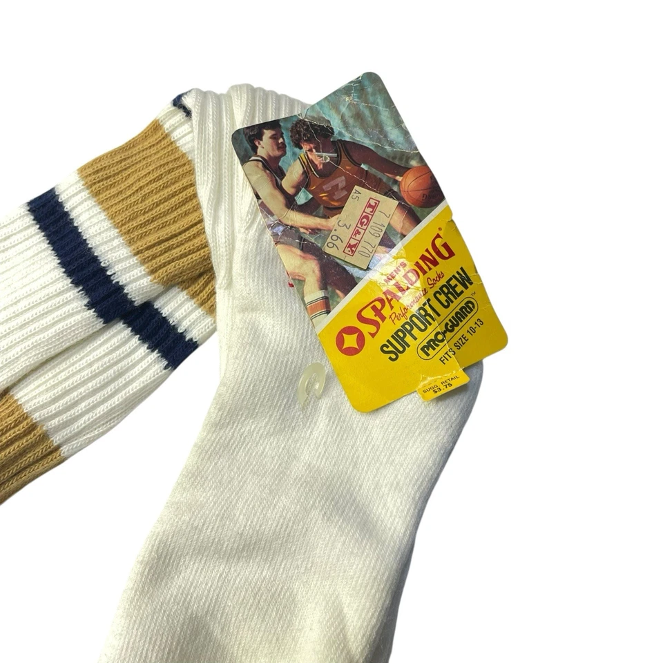 Calcetines De Colección Años 80 10-13 Para Hombre Spalding Performance Support Crew Pro Guard NUEVO Foto 3 de 4