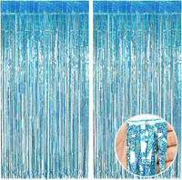 Lametta VorhäNge See Blau Glitzer, 2 StüCk Metallische Glitzervorhang Fringe 1M
