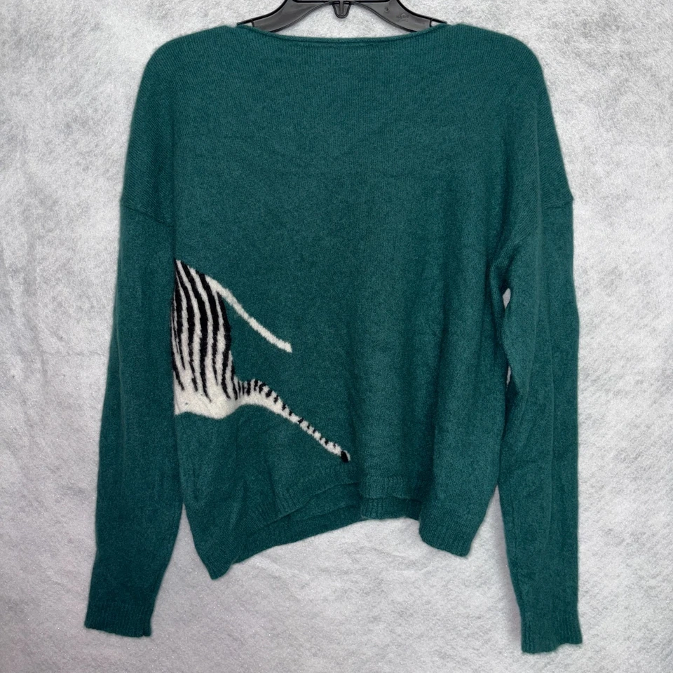 Suéter Maeve Anthropologie Mujer M Verde Cebra Cachemira Pullover Manga Larga Foto 2 de 4