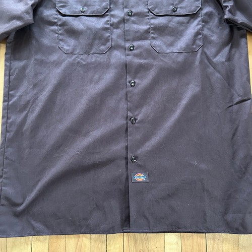 Dickies Shirt Size L Brown Dark Button Up Short Sleeve Workwear Casual - Picture 3 of 9