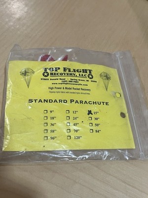 Top Flight Parachute Ripstop Nylon 15'' Red High Power & Model Rocket Recovery