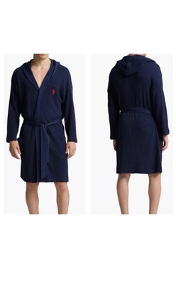 New Polo Ralph Lauren Men s Plush Fleece Robe Shawl Collar Pony Small/Medium