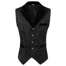Mens Victorian Jacquard Vest Retro Steampunk Waistcoat Gothic Vest Halloween