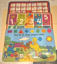 Vintage Sesame Street Placemats Double Sided Laminated Set Of 3