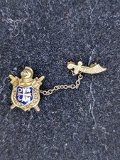 DeMolay Antique Small Pin Gold Color with Seed Pearls Blue Enamel