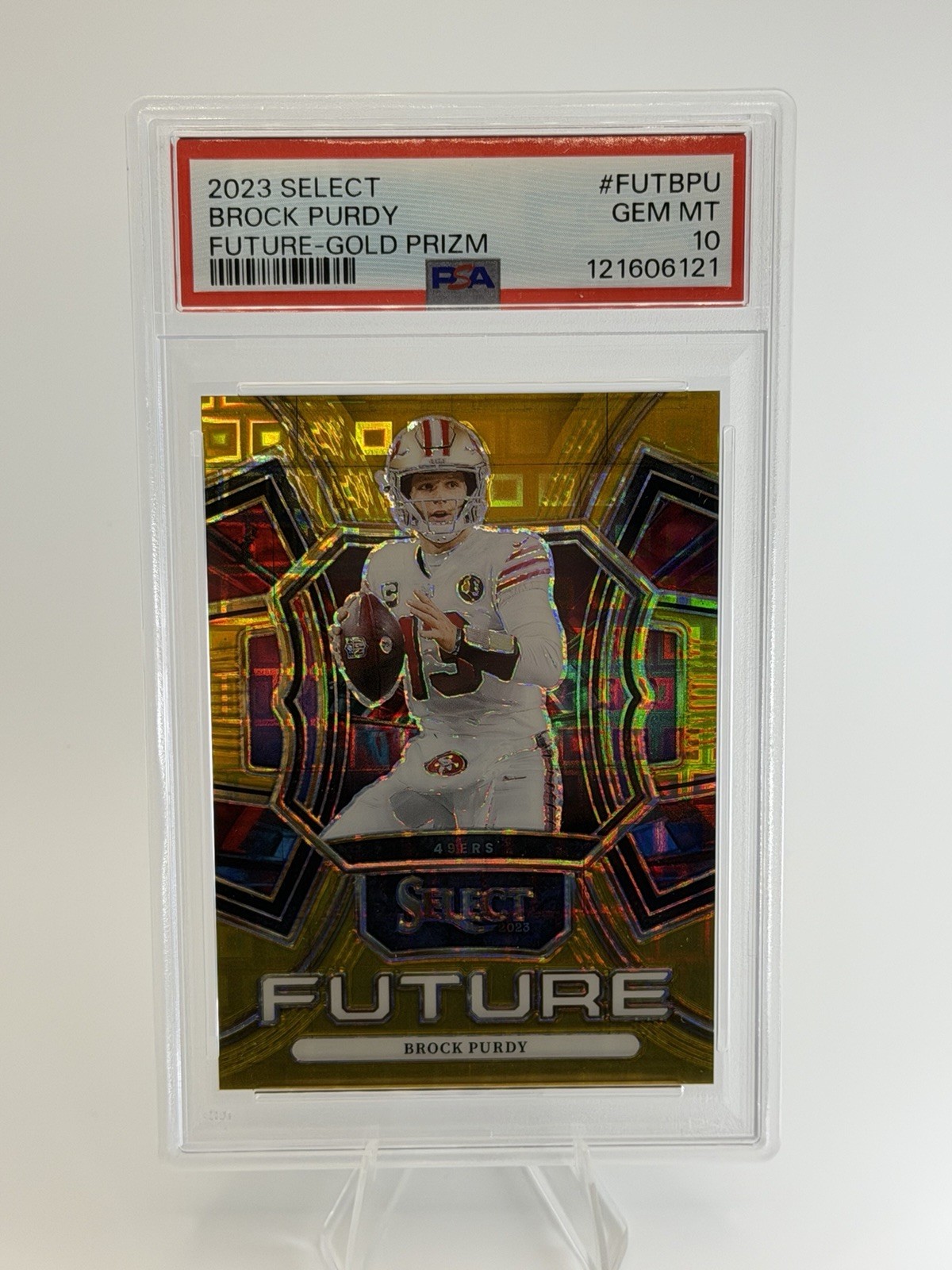 2023 Panini Select - Select Future Brock Purdy #FUT-BPU Gold Prizm /10 PSA 10