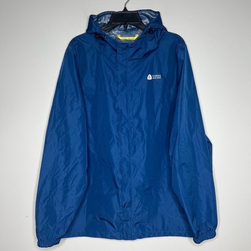 Sierra Design's Full-Zip Hooded Rain Jacket Coat XXL Packable Blue Windbreaker