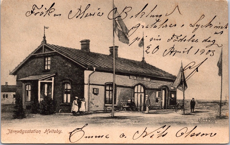 PC6717 Sweden Skane County Vitaby Railroad Train Station Depot Postcard