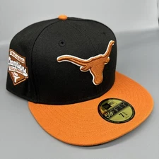 New Era 59FIFTY Texas Longhorns Baseball Orange Black Fitted Hat Mens Size 7 5/8