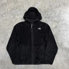 The North Face Jacket Womens Large Black Fuzzy Fleece Full Zip Hooded Cozy