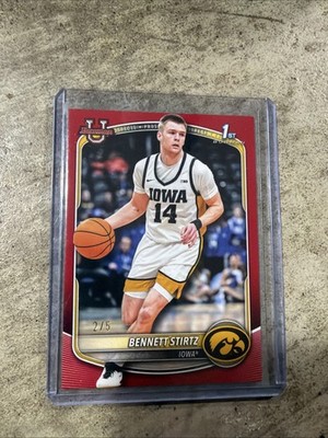 2025 Bowman University Bennett Stirtz 1st Chrome Red /5 OKC Iowa Hawkeyes