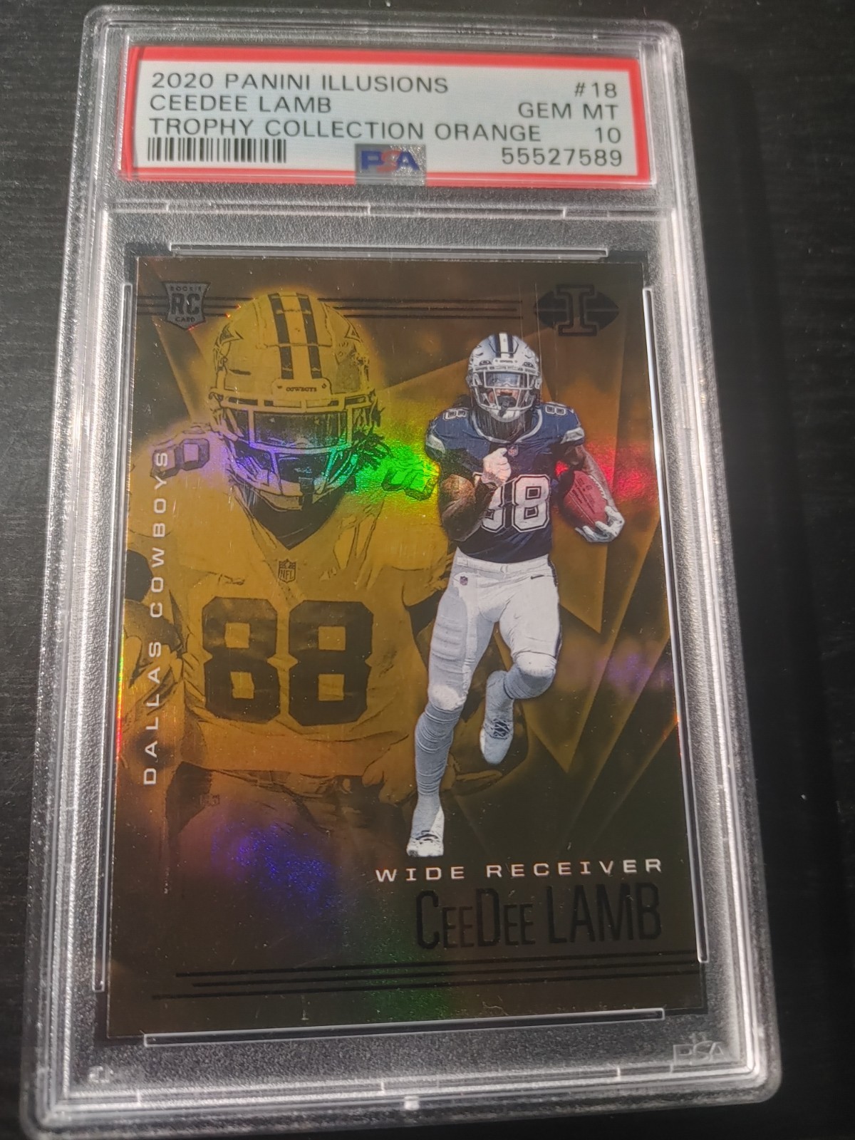 2020 Panini Illusions Ceedee Lamb Trophy Collection Orange RC #18 PSA 10