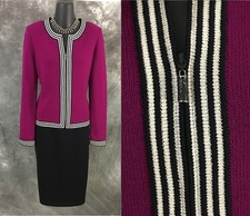 BEAUTIFUL St John collection jacket knit magenta purple multi suit blazer size 4
