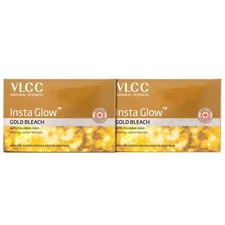 VLCC Insta Glow Gold Bleach - 60g X 2 ( Pack of 2 ) | With Colloidal Glow Skin