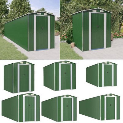 Gartenhaus Grün Verzinkter Stahl Gartenschuppen Palettenholzschuppen vidaXL