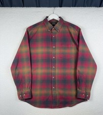 Pendleton Mason Flannel Shirt Men's Large Red Shadow Plaid Long Sleeve