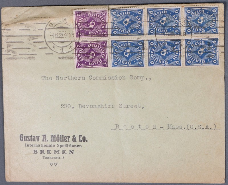 MayfairStamps Germany 1922 Bremen to Boston MA Block 6 Mark Cover aaz_89307