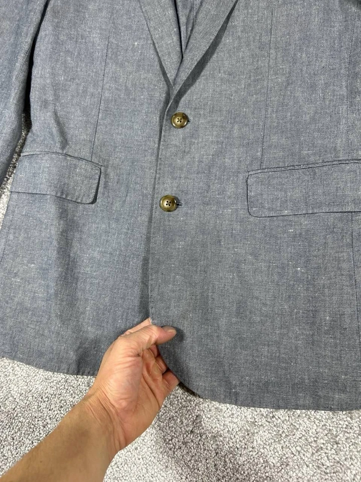J.Crew Ludlow Suit Mens 38R 32x32 Blue Gray Baird McNutt Irish Linen Slim - Image 3 of 4