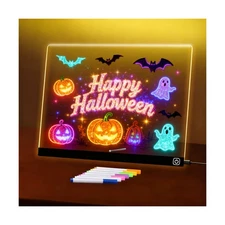LED Note Board with Colors, 13.7"X10" Light Up Acrylic Dry Erase Bo... Fast Ship