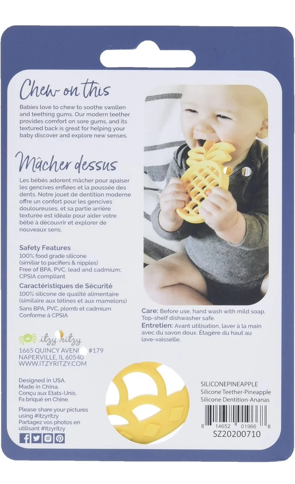Mordedor de bebé de silicona para masticar Itzy Ritzy piña sin BPA mordedor infantil NUEVO Foto 4 de 4