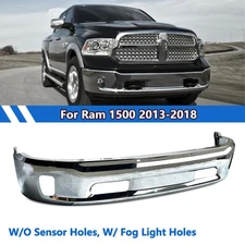 Chrome Steel Front Bumper Face Bar For 2013-2018 Ram 1500 with Fog Light Holes