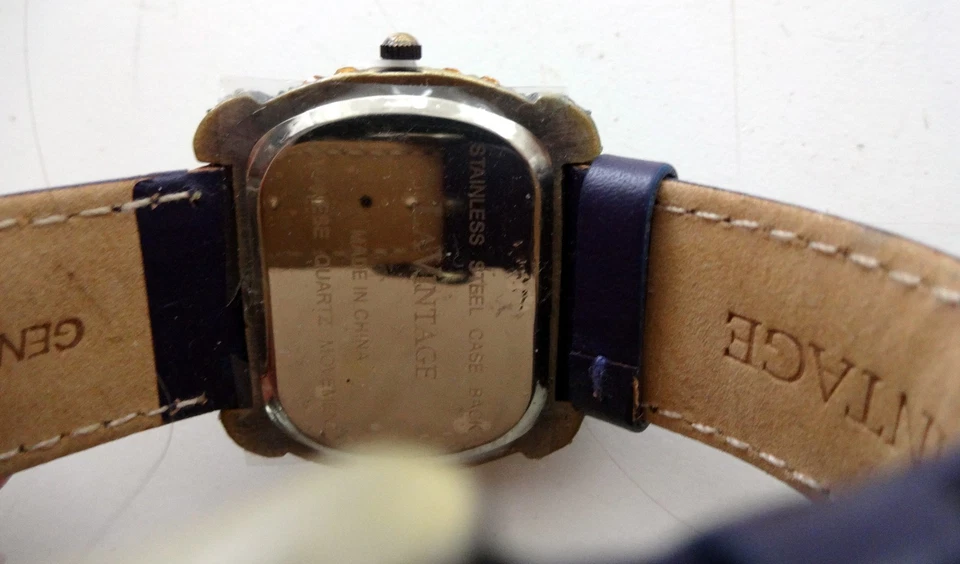 Reloj La Vintage Mujer Tono Dorado Pavé Cristales Swarovski Cuero Foto 3 de 4