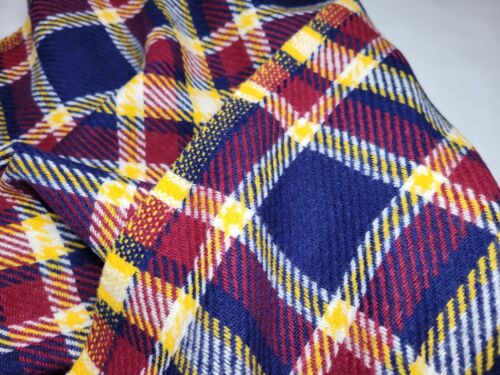 70s Plaid Tartan Wool Blend Multicolor Woven Sewing Craft Fabric 60x60" Vtg - Picture 12 of 24