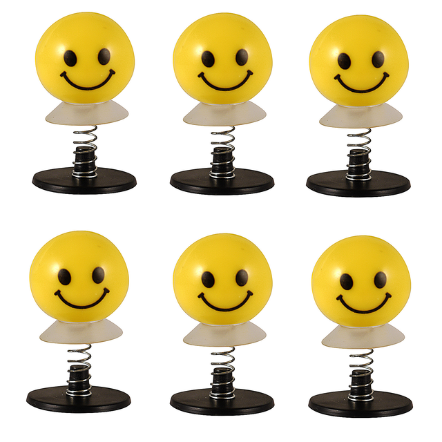 6 Yellow Smiley Face Jump Pop up Toys / Childrens Kids Party Bag